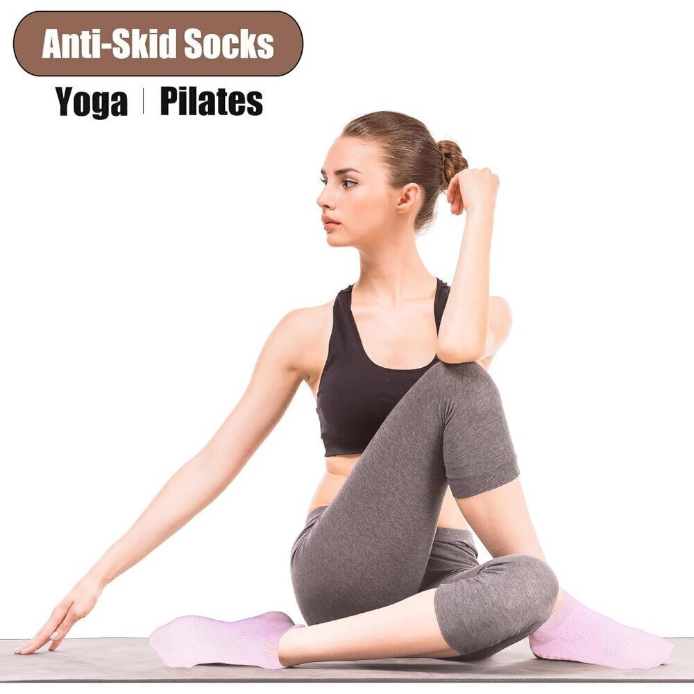 ❤️ Non Slip Socks with Grips for Women Non Skid Gripper Crew Socks for Yoga - Picture 2 of 7